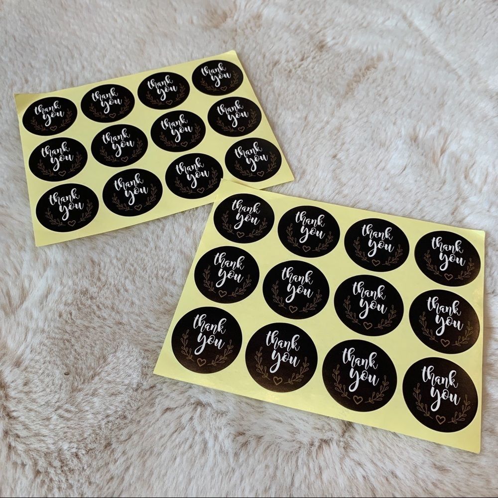 Black & white thank you stickers